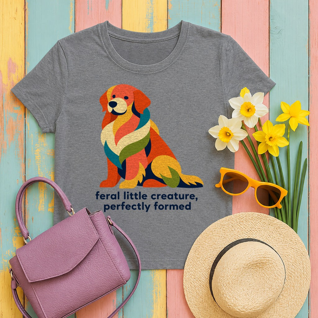 Feral Little Creature Golden Retriever T-Shirt in Graphite Heather