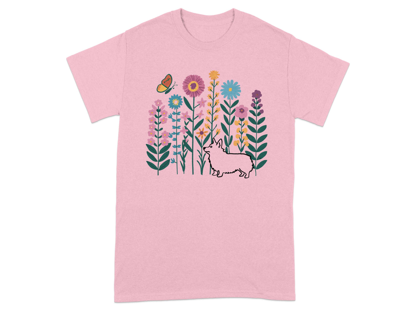 Colorful Floral Dog Graphic Design T-Shirt product type