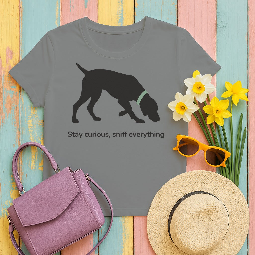 Stay Curious Vizsla T-Shirt in Grey