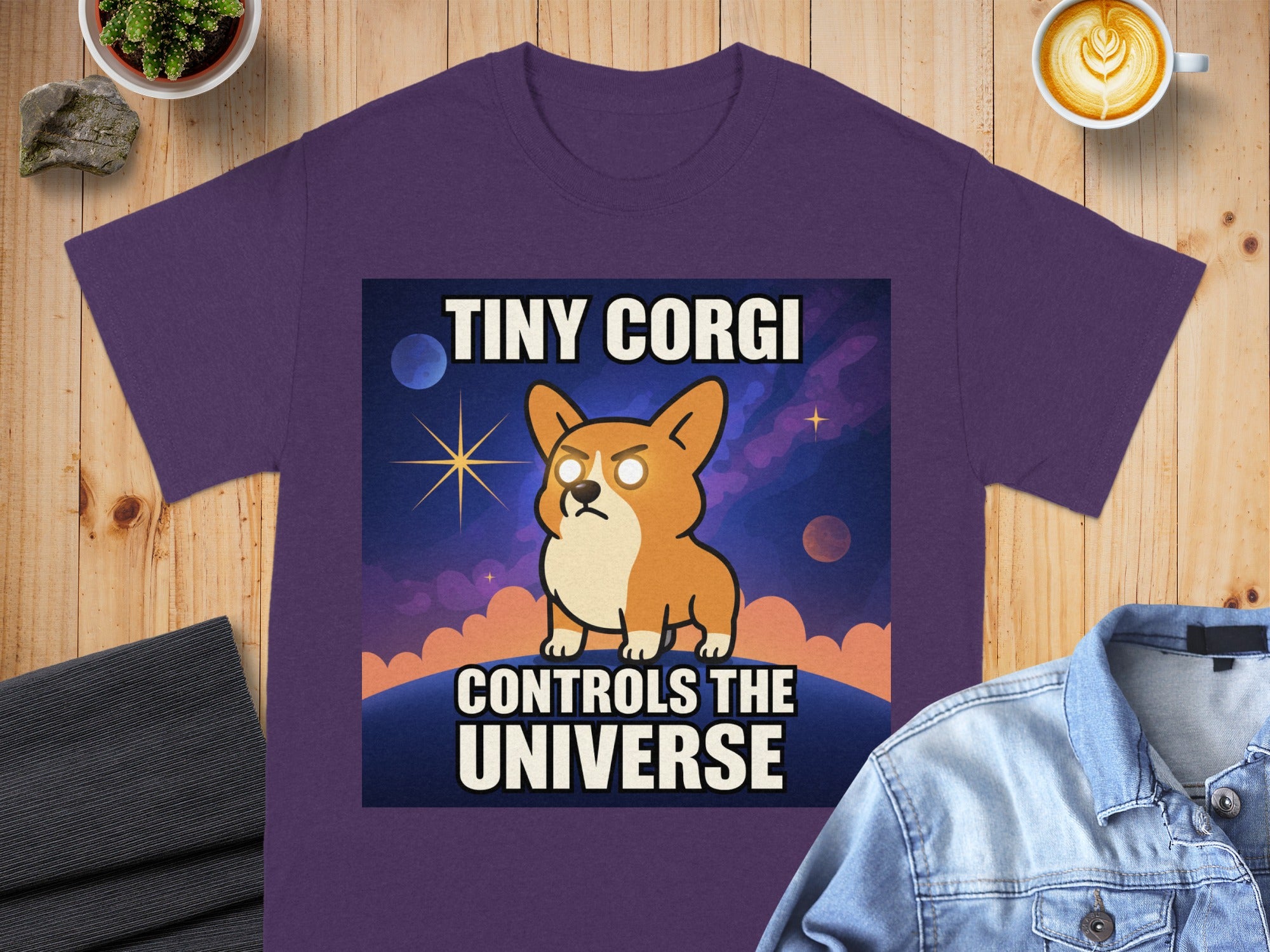 Tiny Corgi Controls the Universe T-Shirt
