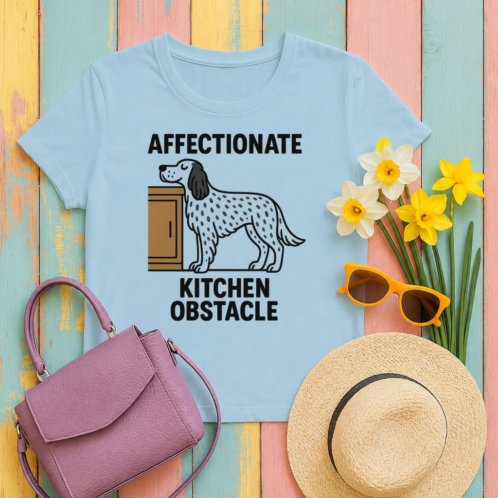 English Setter Affectionate Kitchen Obstacle Tee in Light Blue