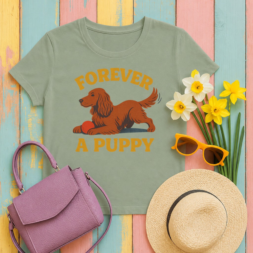 Irish Setter Forever a Puppy T-shirt in Sage
