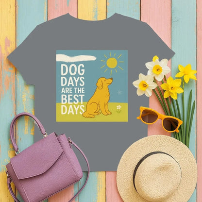 Dog Days Are The Best Days With Golden Retriever T-Shirt Graphite Heather T-shirt