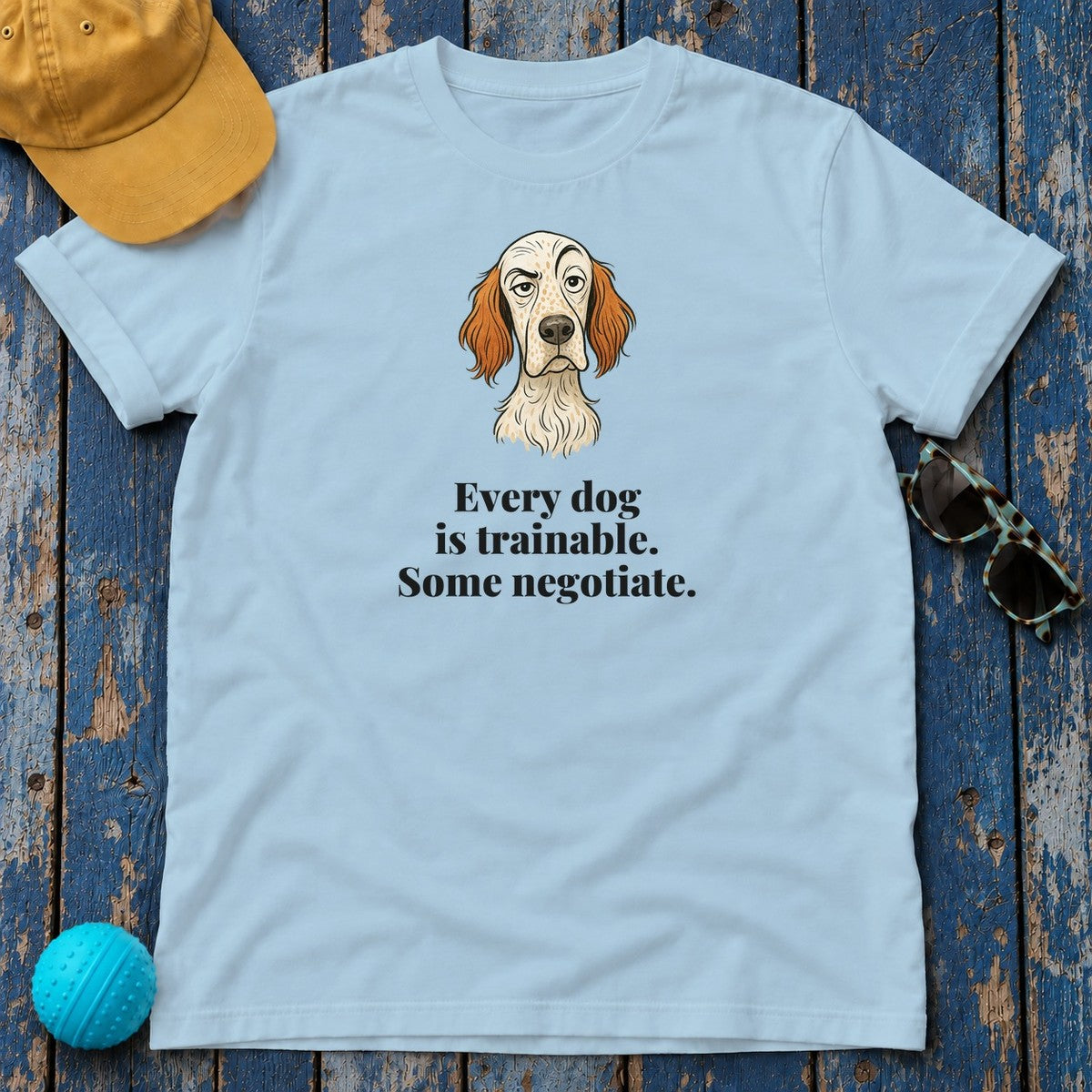 English Setter Some Negotiate Tee in Light Blue