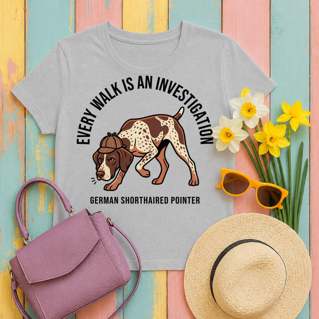 German Shorthaired Pointer Detective T-Shirt in Sport Grey