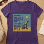 Purple t-shirt with beagle graphic and text "BEAGLE DAYS ARE THE BEST DAYS".