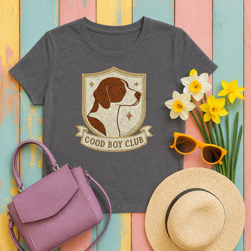 Pointer Good Boy Club T-shirt in Dark Grey Heather