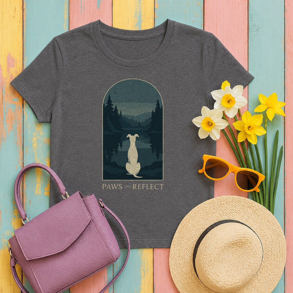 Greyhound Paws and Reflect Tee in Dark Grey Heather