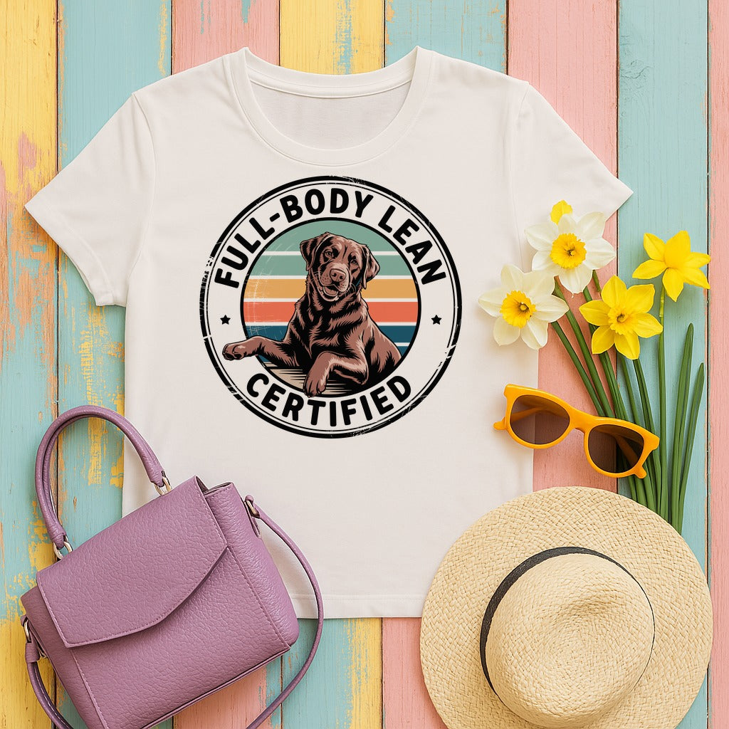 Full Body Lean Certified Chocolate Labrador Retriever T-Shirt in Ice Grey