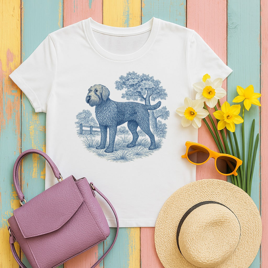 Wirehaired Pointing Griffon Toile de Jouy T-shirt in White
