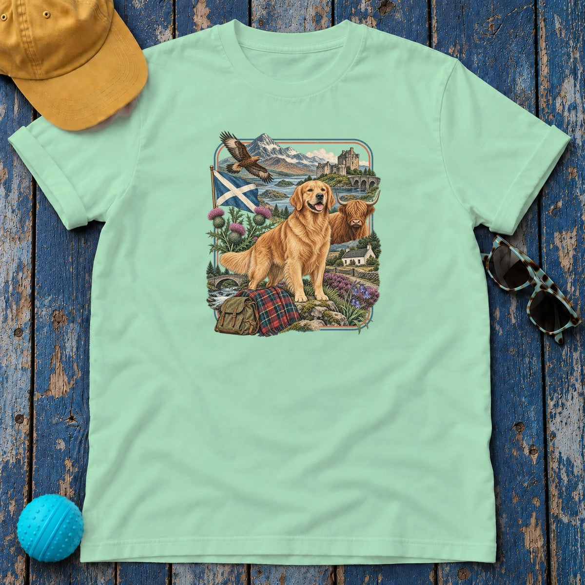 Golden Retriever Scotland Heritage T-Shirt in Mint