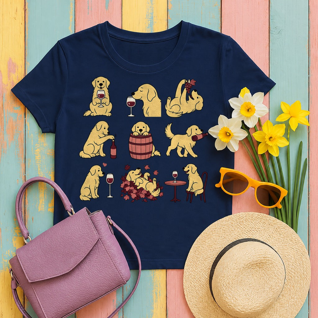 Sommelier Golden Retriever T-Shirt in Navy