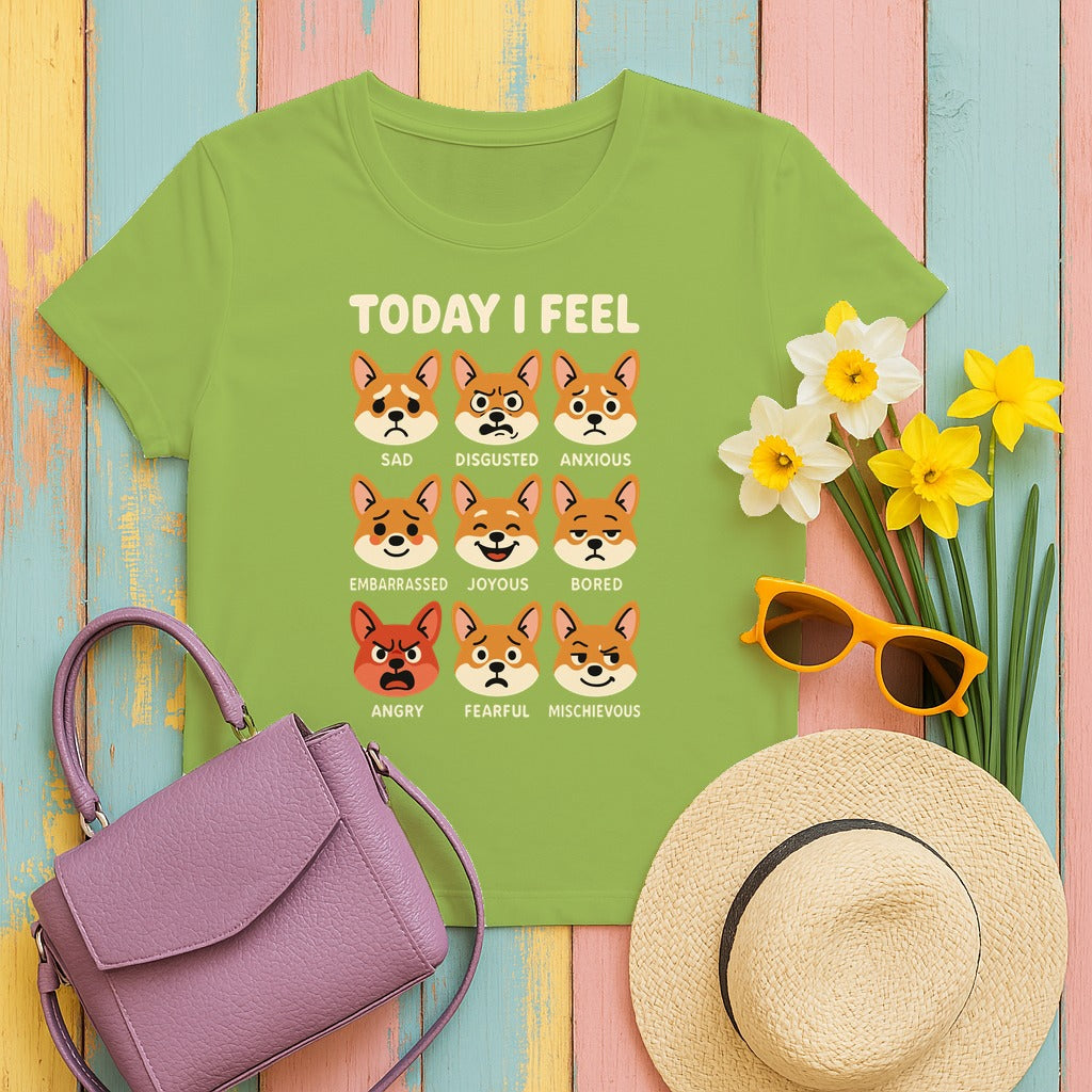 Today I Feel Corgi Moods T-Shirt in Kiwi