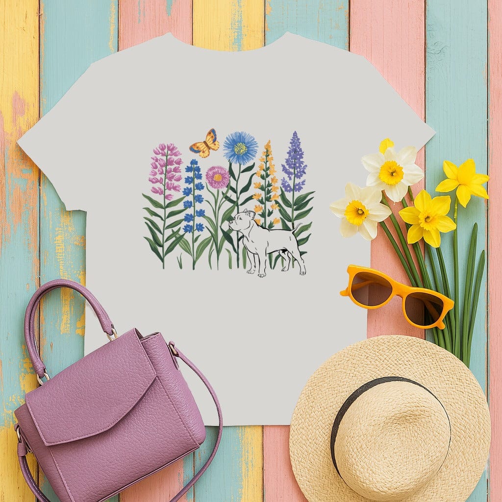 Cute Dog and Spring Flowers Graphic Shirt product