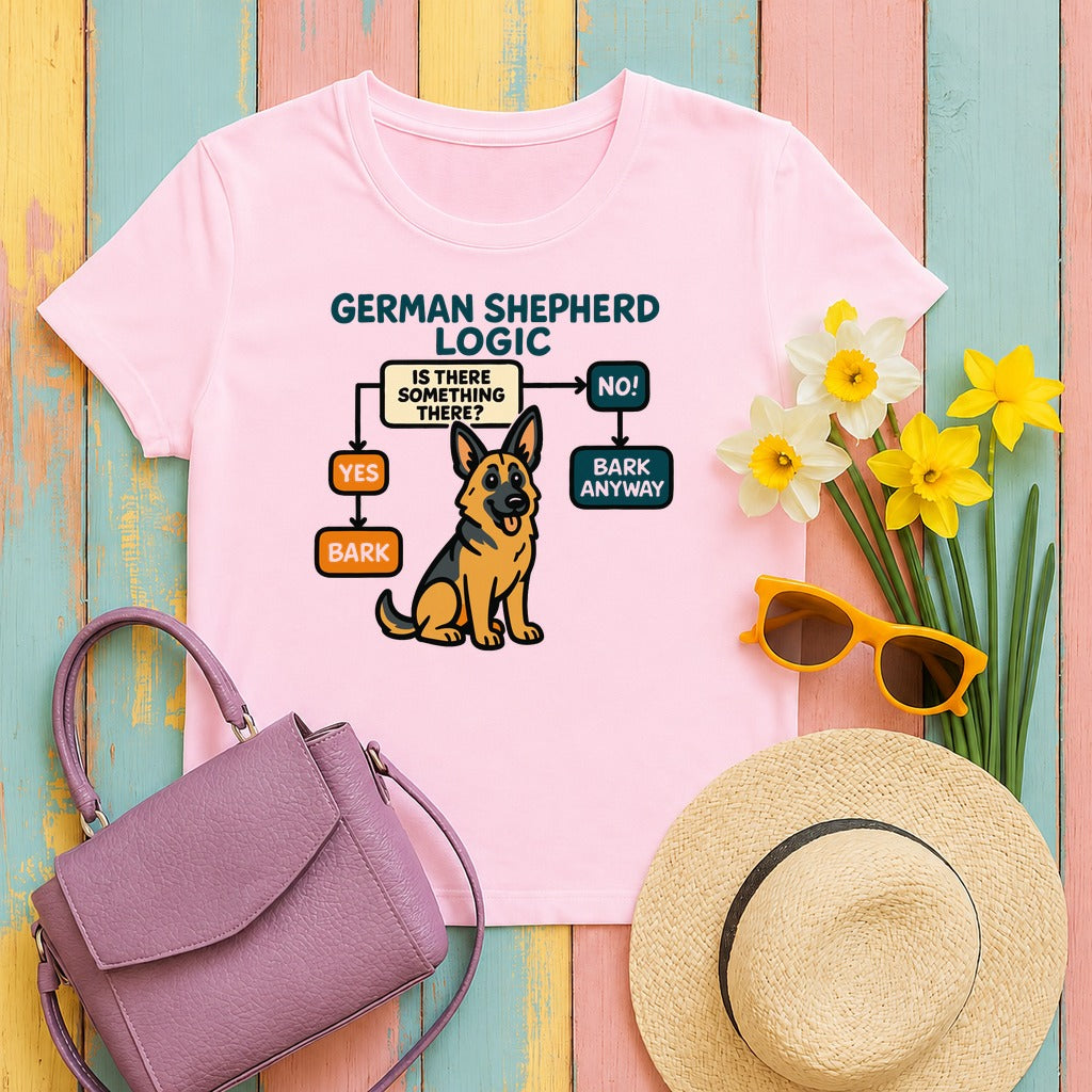 GSD Logic: Bark Anyway T-Shirt in Light Pink