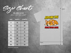 Gildan 5000 size chart with t-shirt graphic and "Judging You From Floor Level" text.