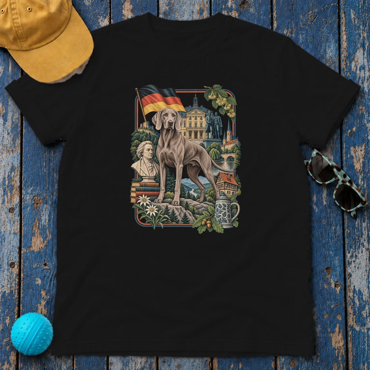 Weimaraner Germany Heritage T-Shirt in Black