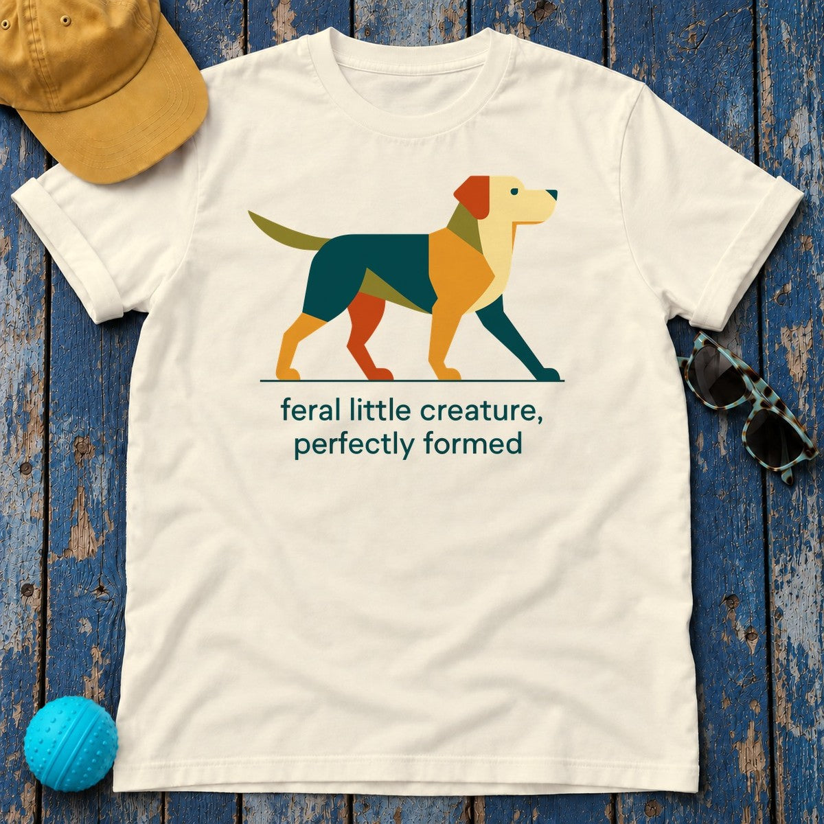 Feral & Formed Abstract Yellow Lab T-Shirt in Natural