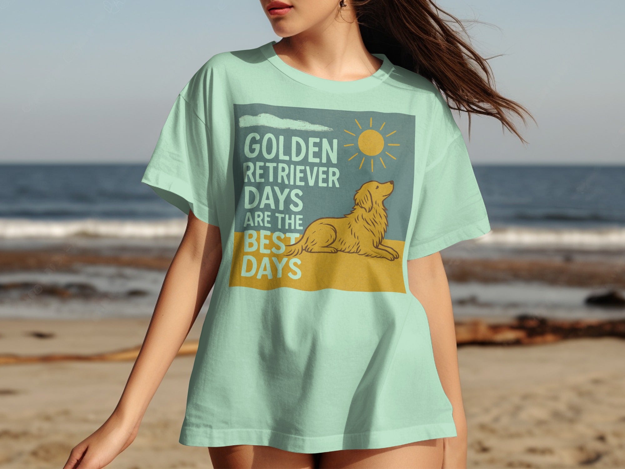 Mint t-shirt with graphic "Golden Retriever Days Are The Best Days".