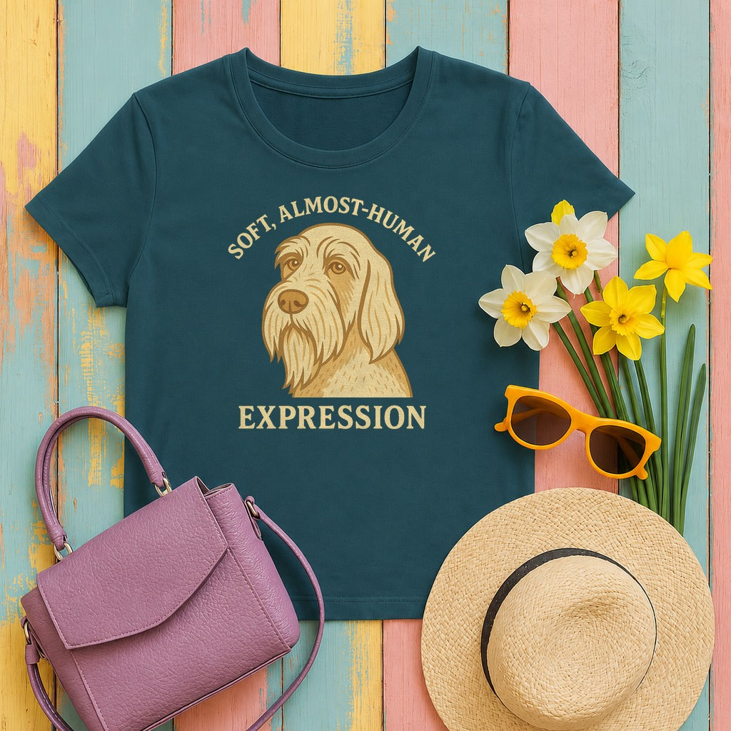 Spinone Italiano Soft Almost-Human Expression Tee in Heather Deep Teal