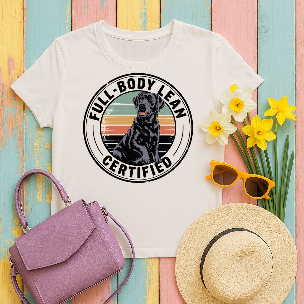 Full-Body Lean Certified Black Labrador T-Shirt in Ice Grey