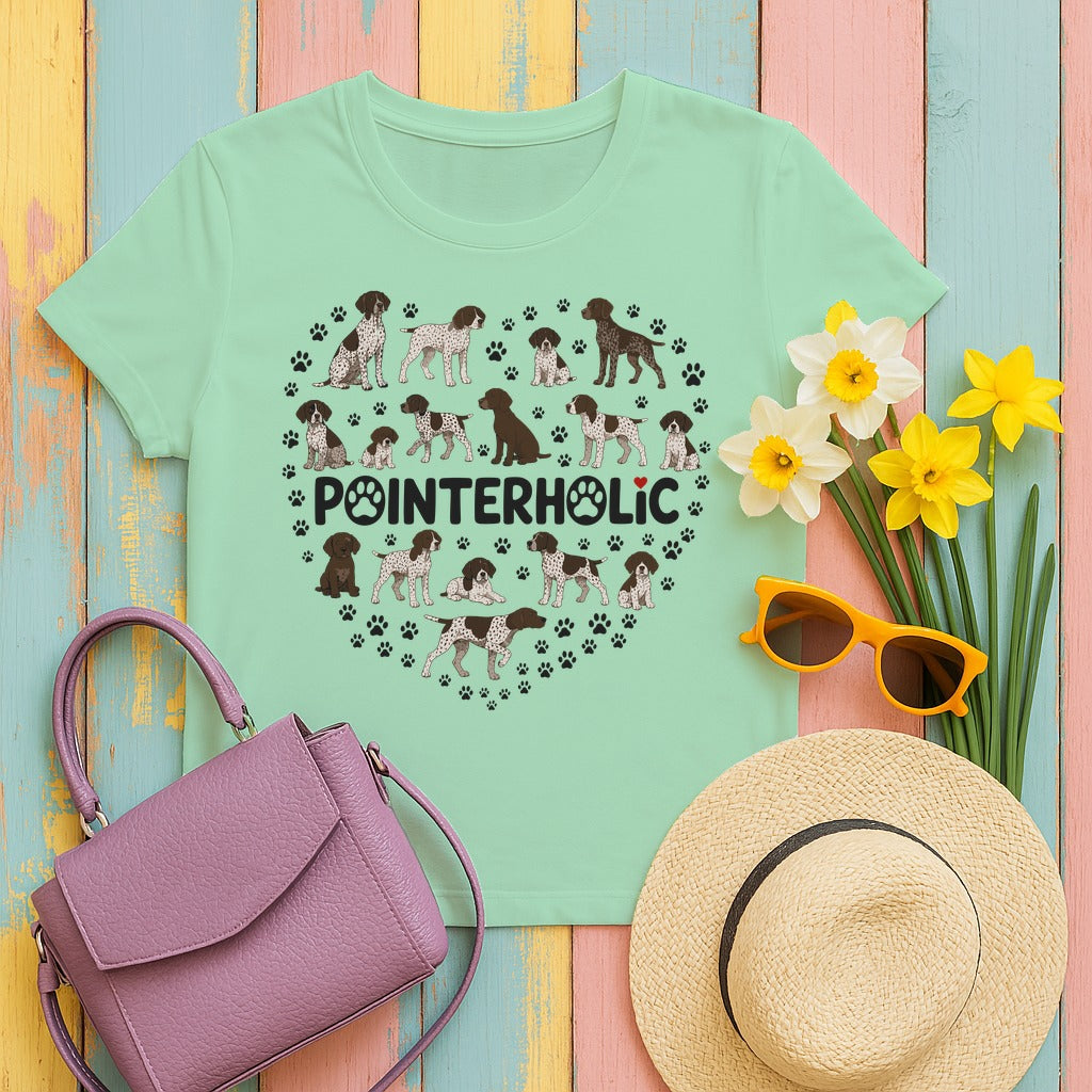 The Pointerholic GSP Heart T-Shirt in Mint Green