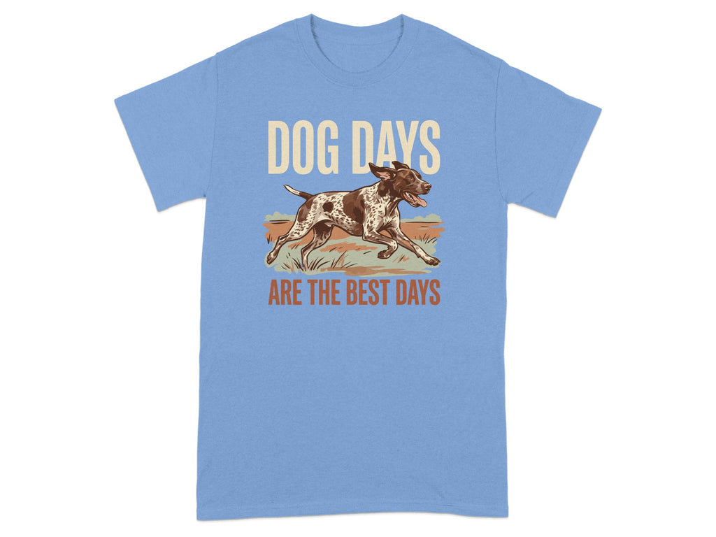 Light blue t-shirt with "Dog Days Are The Best Days" and a running dog graphic.