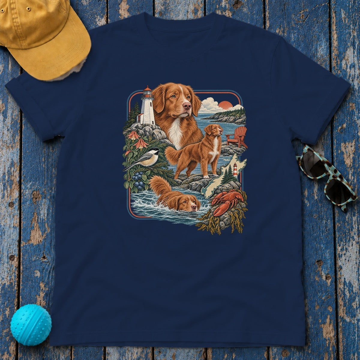Nova Scotia Duck Tolling Retriever Heritage T-Shirt in Navy