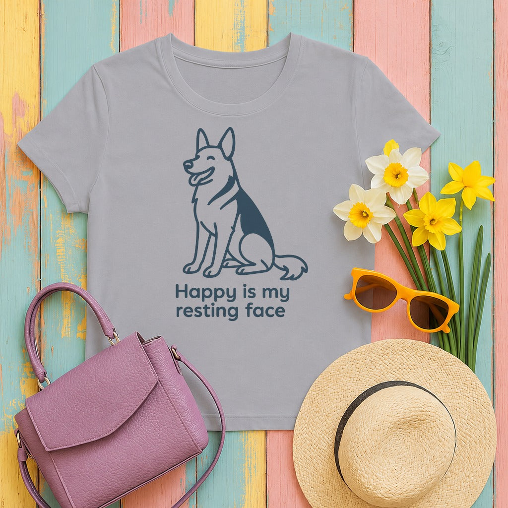 Happy Is My Resting Face - Funny German Shepherd t-shirt