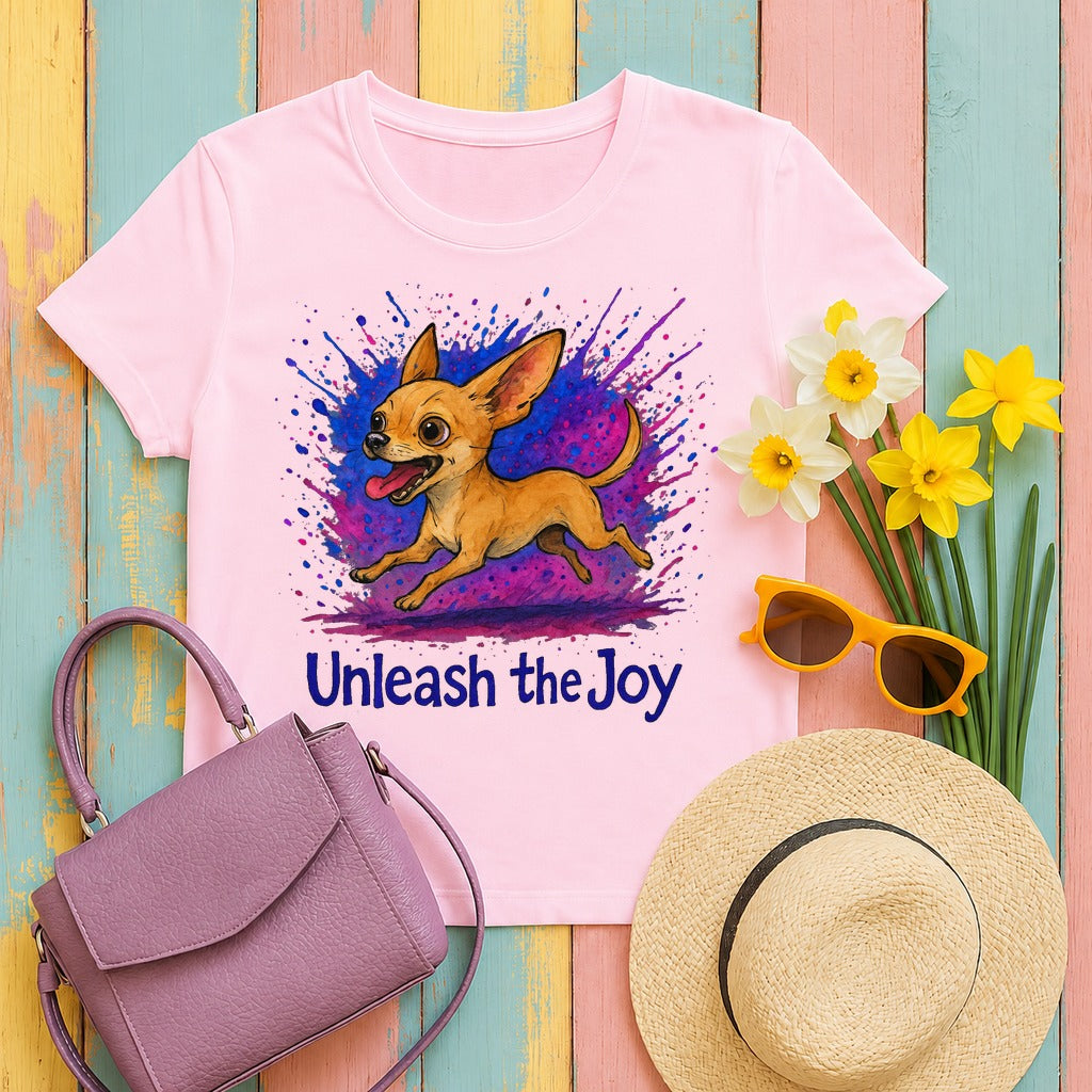 Unleash the Joy Chihuahua Graphic T-Shirt in Light Pink