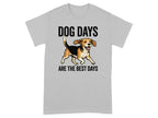 Beagle dog on a gray t-shirt with "DOG DAYS ARE THE BEST DAYS" text.