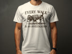 T-shirt with a dog wearing a detective's hat, text "Every Walk is an Investigation".