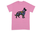 Colorful Floral Dog Silhouette Graphic on T-shirt product