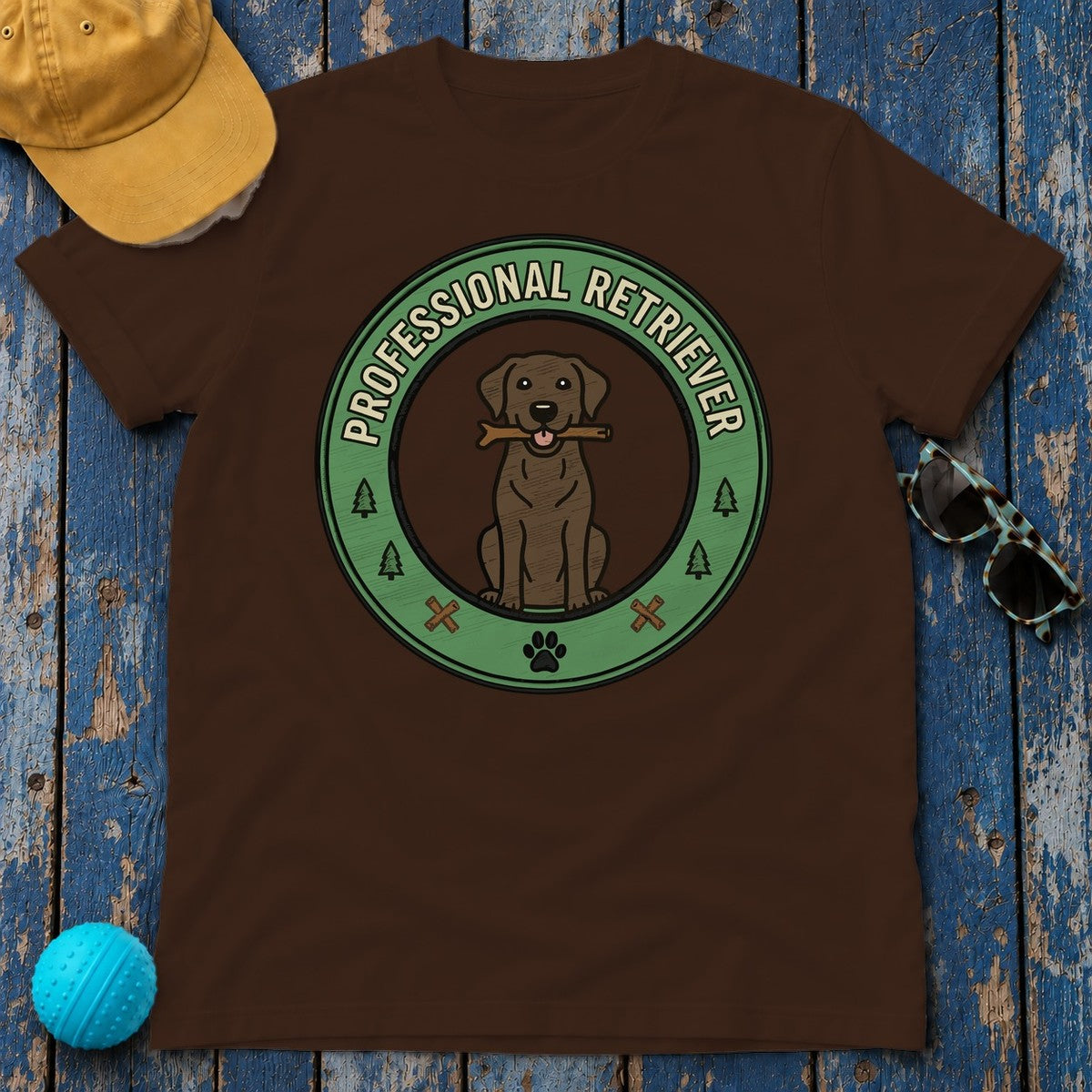 Professional Retriever Chocolate Labrador T-Shirt in Dark Chocolate
