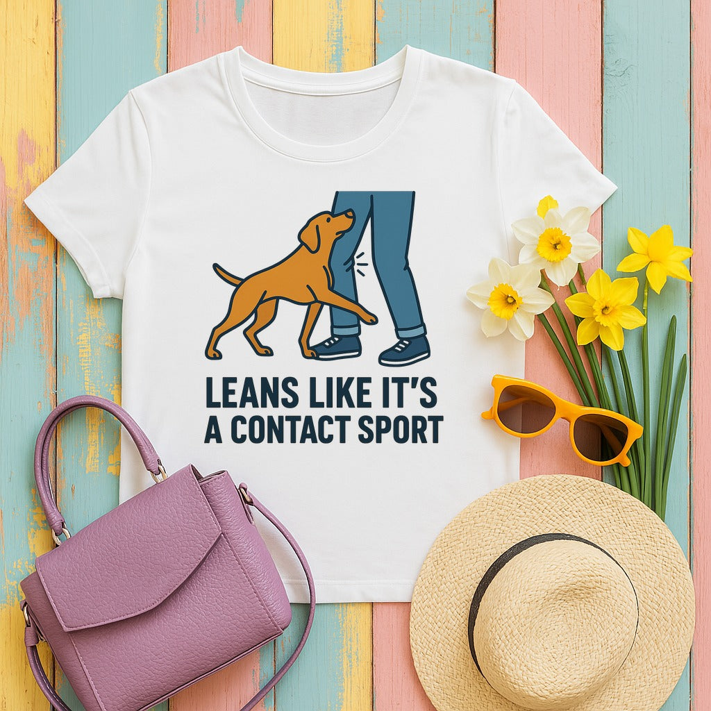 Vizsla Leans Like It's a Contact Sport Tee in White