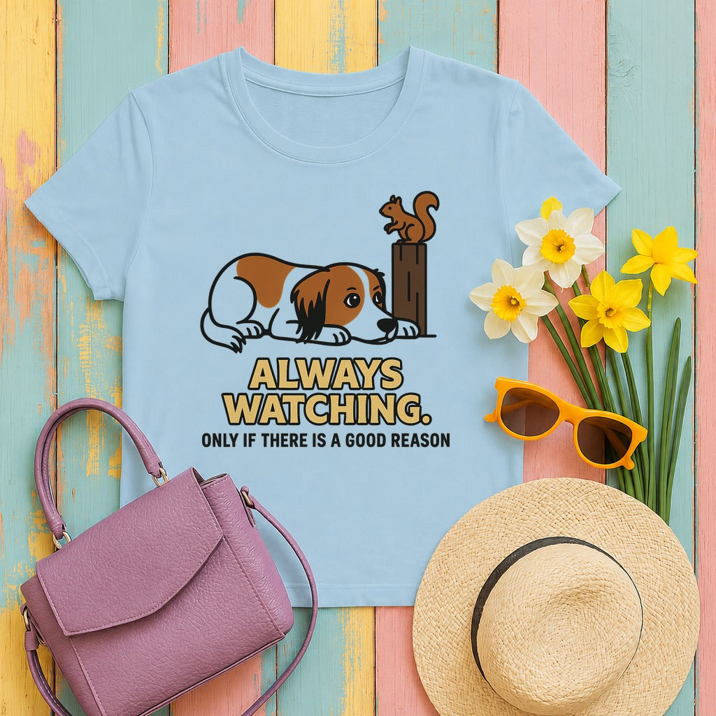 Kooikerhondje Always Watching Tee in Light Blue