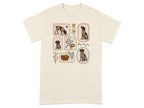 T-shirt with framed illustrations of German Shorthaired Pointer dogs and accessories.