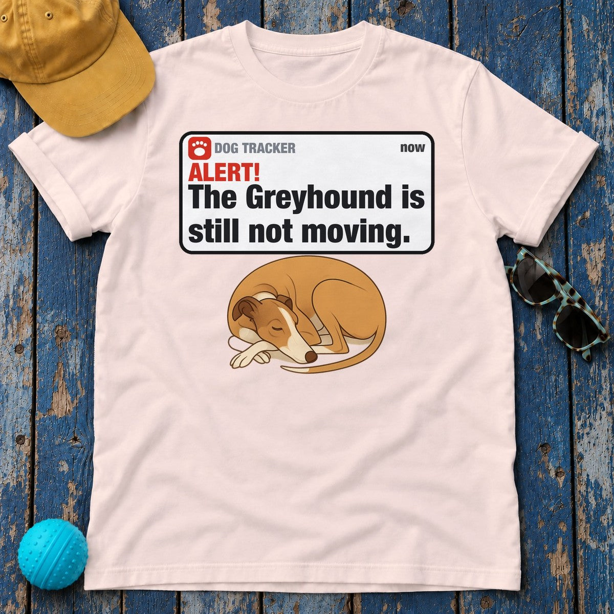 Greyhound Alert Still Not Moving Tee in Soft Pink