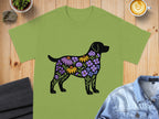 Floral Dog Silhouette Graphic Green Shirt Product
