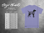 Gildan 5000 Heavy Cotton T-shirt size chart with width and length measurements in inches.