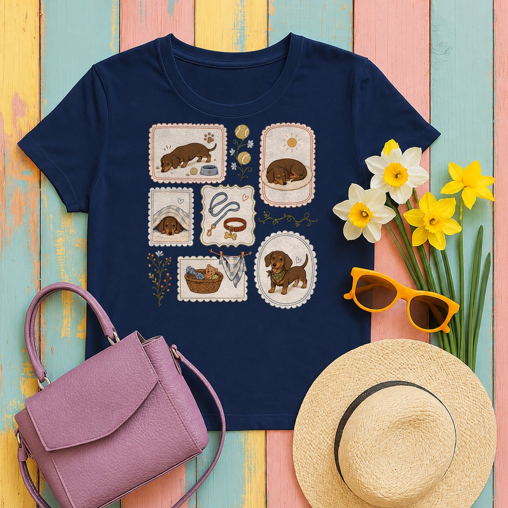 Sweet Dachshund Moments T-Shirt in Navy