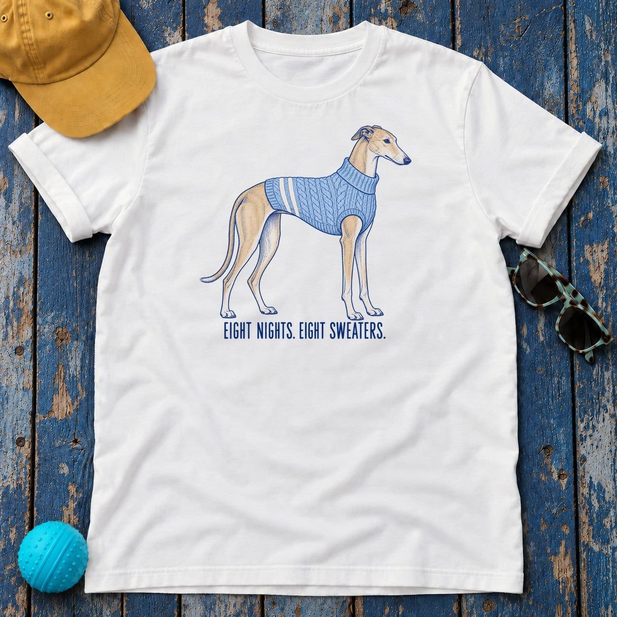 Eight Nights Eight Sweaters Greyhound T-Shirt in White - flat lay