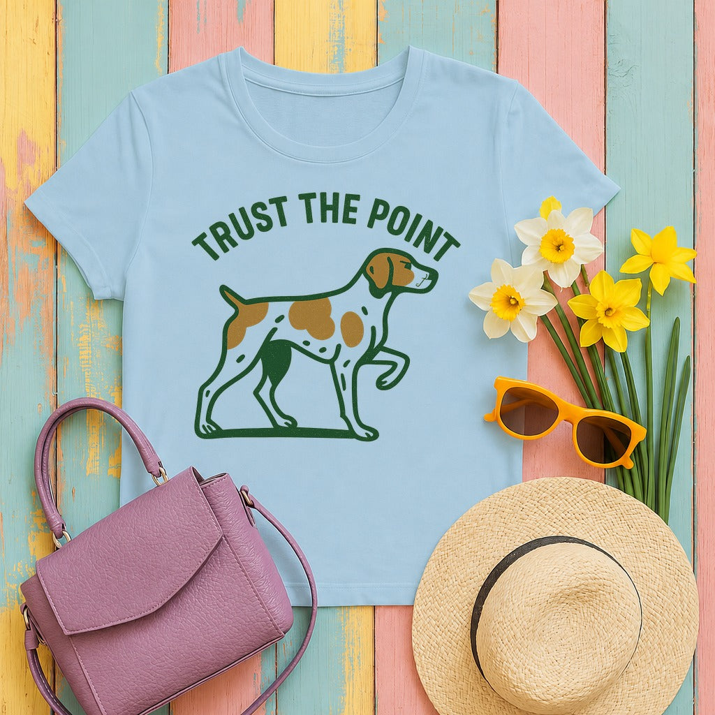 Brittany Spaniel Trust the Point T-shirt in Light Blue