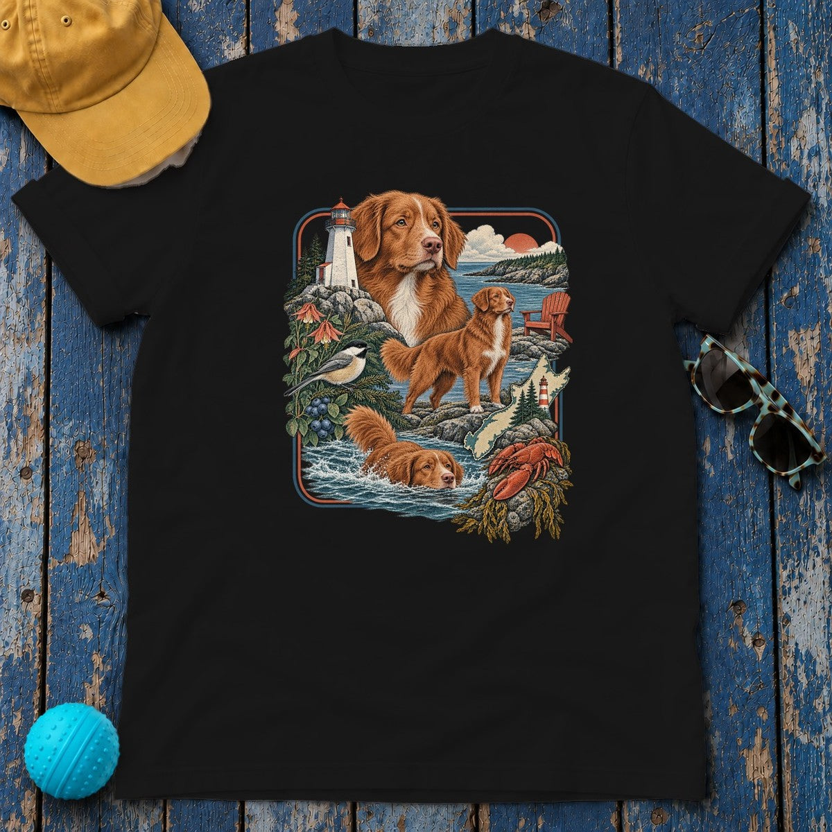 Nova Scotia Duck Tolling Retriever Heritage T-Shirt in Black