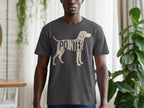Dark gray t-shirt with a light tan pointer dog outline filled with the word "POINTER".