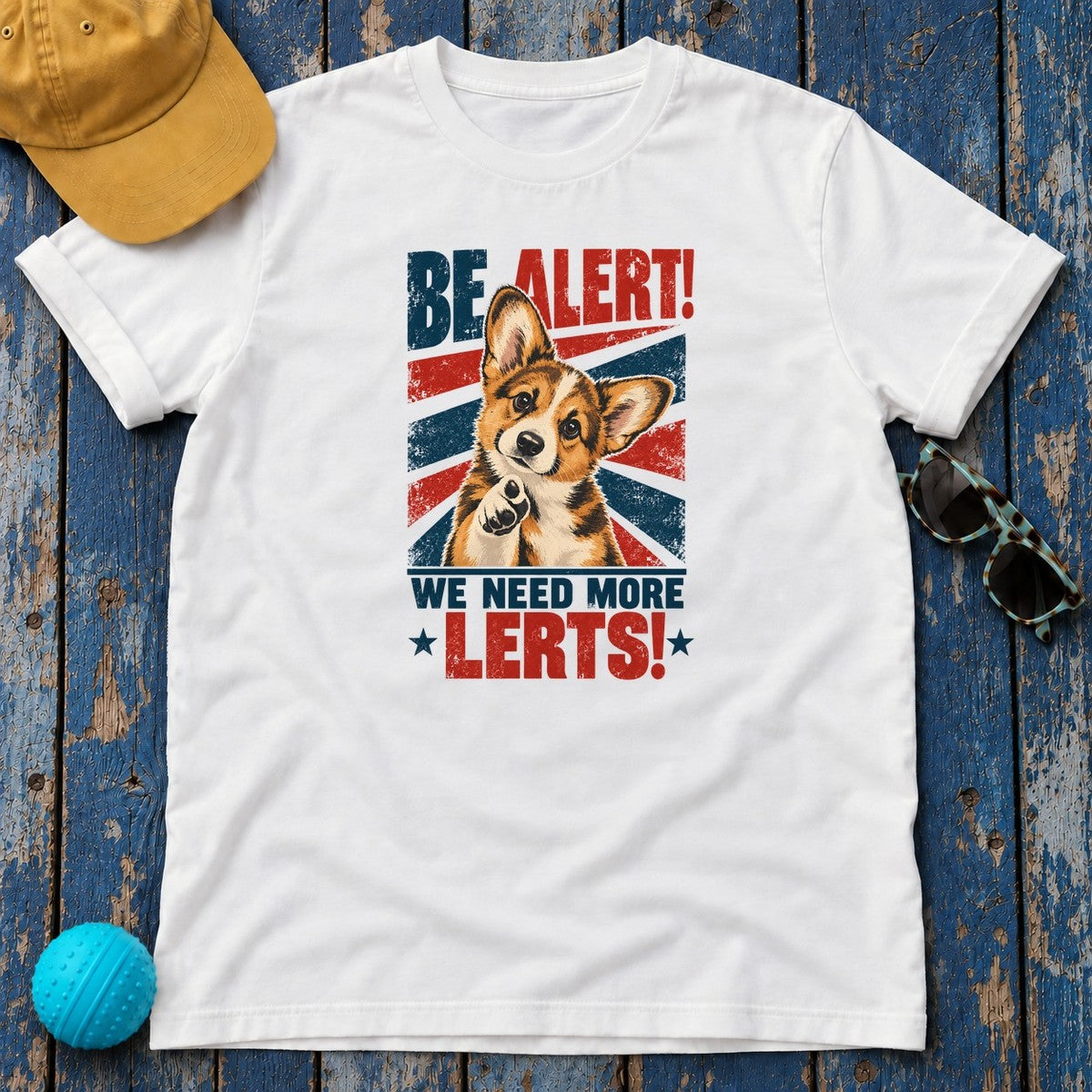 Corgi Be Alert We Need More Lerts Tee in White