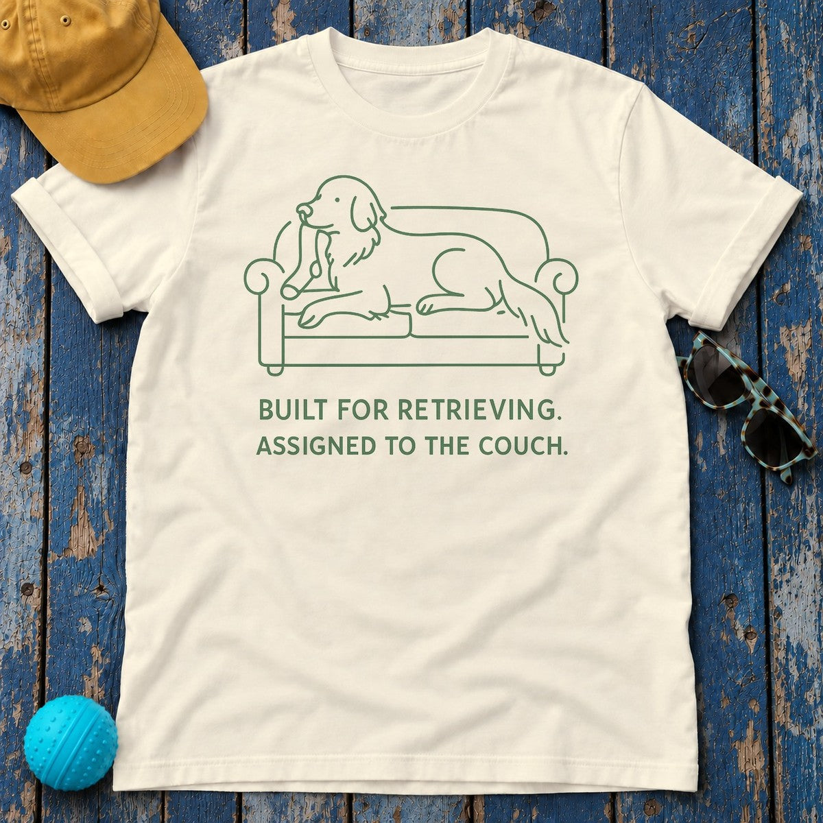 Golden Retriever Built For Retrieving Tee in Natural