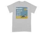 Grey t-shirt with "Aussie Days Are The Best Days" and dog under a sun.