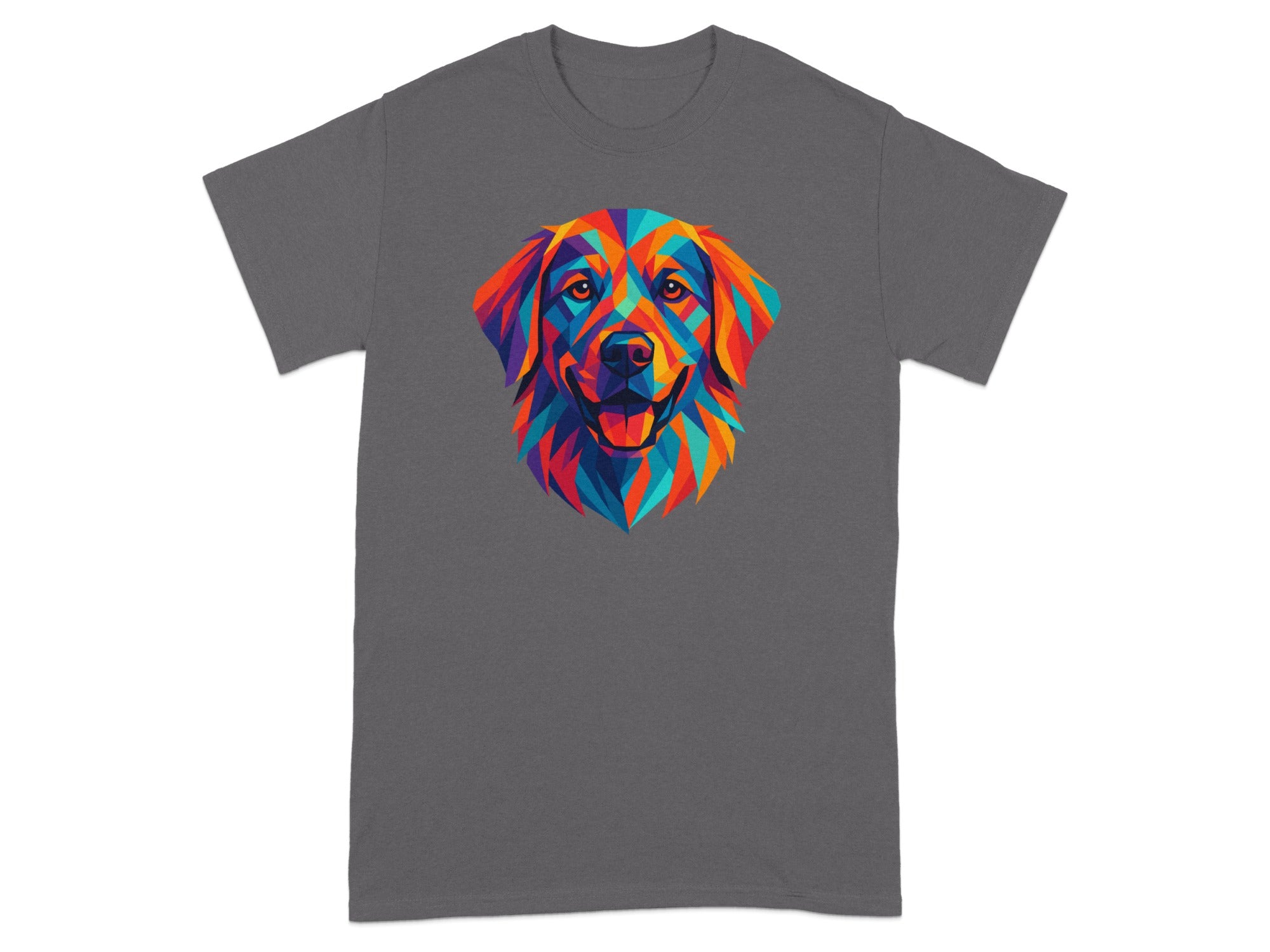 Colorful Geometric Dog Design on T-Shirt