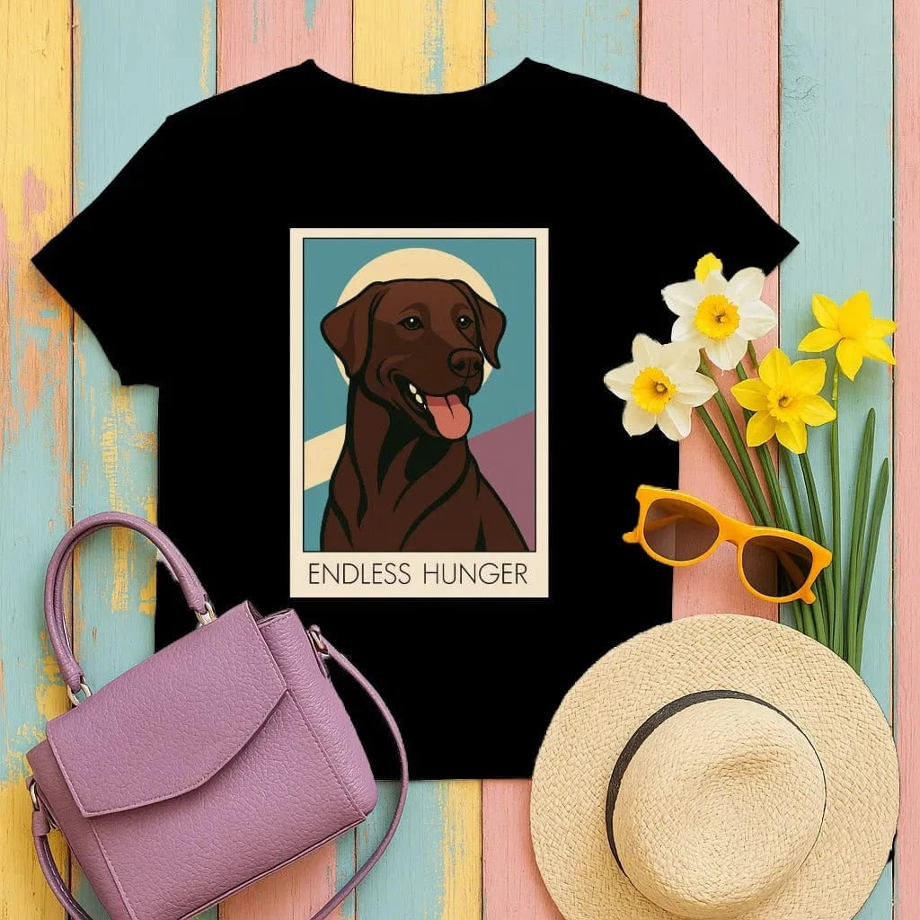 Endless Hunger Chocolate Labrador T-Shirt Black T-shirt